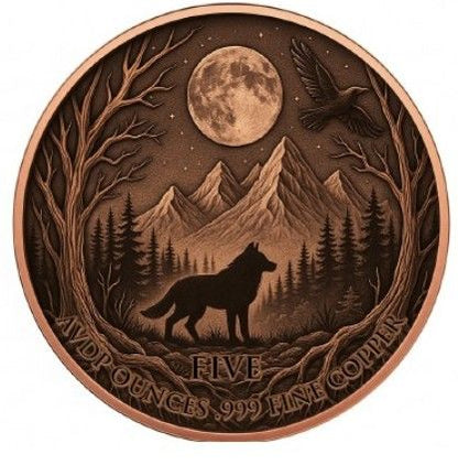 In Stock! Blood Moon Werewolf Colorized 5 oz Copper Medal (02/09)