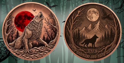 In Stock! Blood Moon Werewolf Colorized 5 oz Copper Medal (02/09)