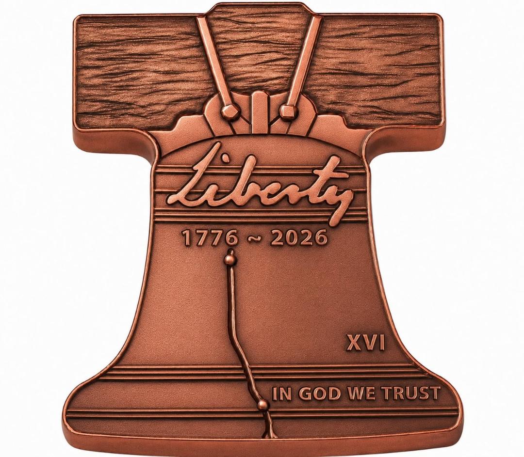 XVI Mint 1776 - 2026 Liberty Bell 1oz Hand Antiqued Copper Tribute Medal (2026 Mintage)