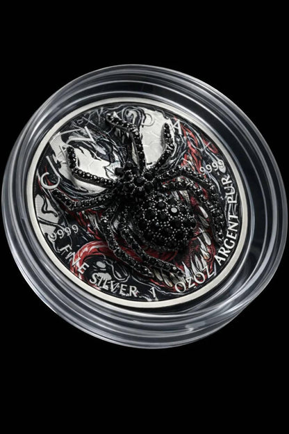 In Stock! 2013 Canada Maple Venom Spider 1oz .9999 Silver Colorized Art Coin