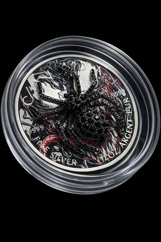 In Stock! 2013 Canada Maple Venom Spider 1oz .9999 Silver Colorized Art Coin