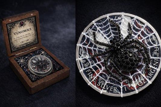 In Stock! 2013 Canada Maple Venom Spider 1oz .9999 Silver Colorized Art Coin