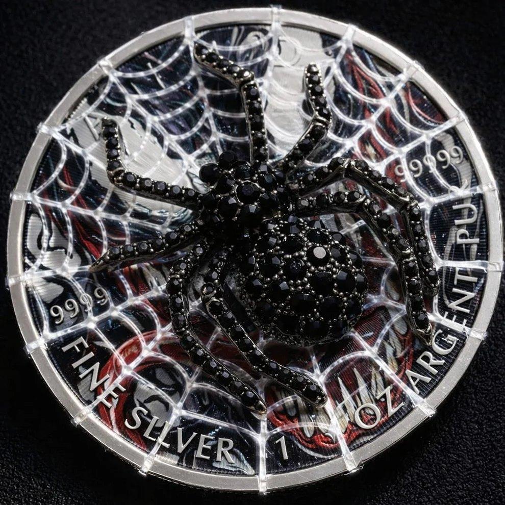 In Stock! 2013 Canada Maple Venom Spider 1oz .9999 Silver Colorized Art Coin