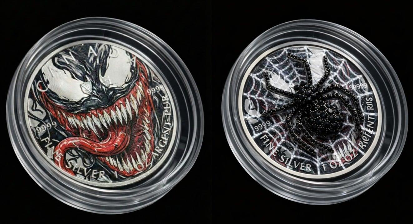 In Stock! 2013 Canada Maple Venom Spider 1oz .9999 Silver Colorized Art Coin