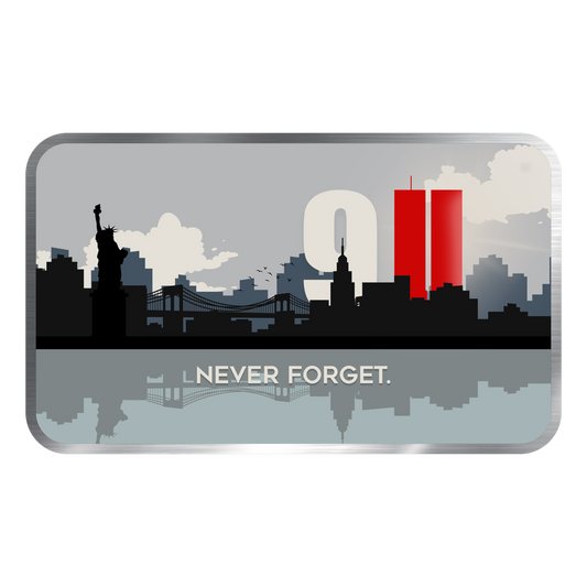 In Stock! 2025 Chromatics 9/11 Never Forget Colorized 1 oz Silver Bar