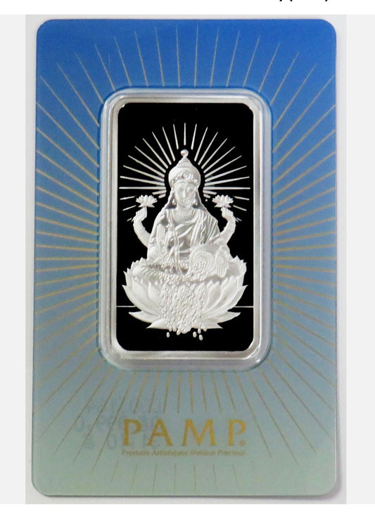 In Stock! PAMP Suisse 1 oz Silver Bar Goddess Lakshmi .999 Religious Series In Assay