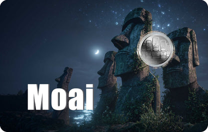 PLATINUM! 2026 Liberia Moai 1/1000 oz Platinum Coin in Card (02/10)