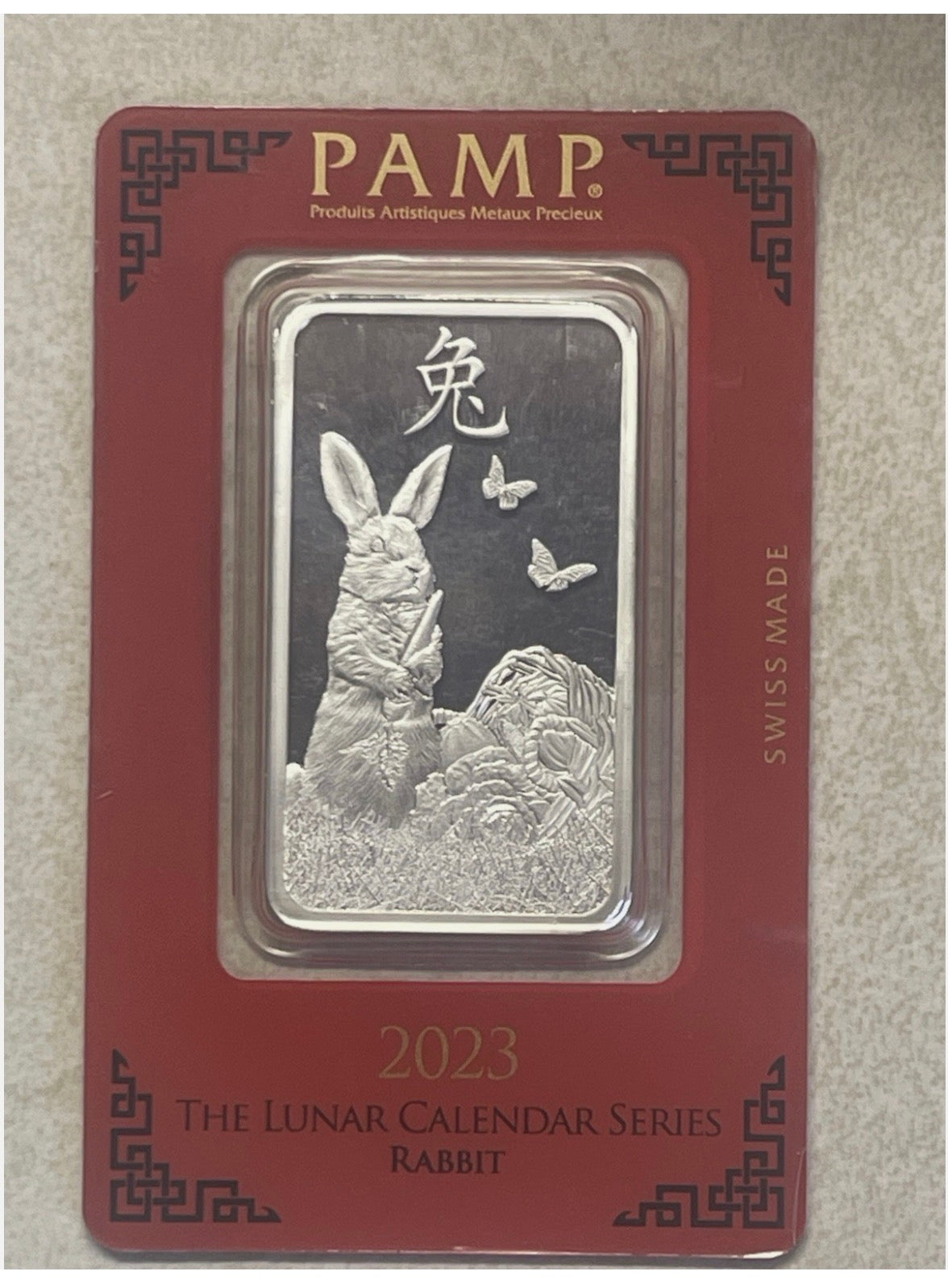 In Stock! 2023 PAMP SUISSE 1oz 999 SILVER LUNAR YEAR OF THE RABBIT BAR SEALED