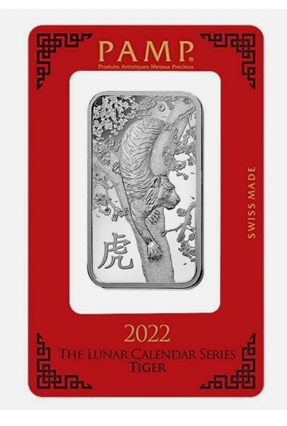 In Stock! 2022 Pamp Lunar Calendar Series Tiger 1 oz .999 Fine Silver Bar
