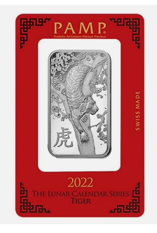 In Stock! 2022 Pamp Lunar Calendar Series Tiger 1 oz .999 Fine Silver Bar