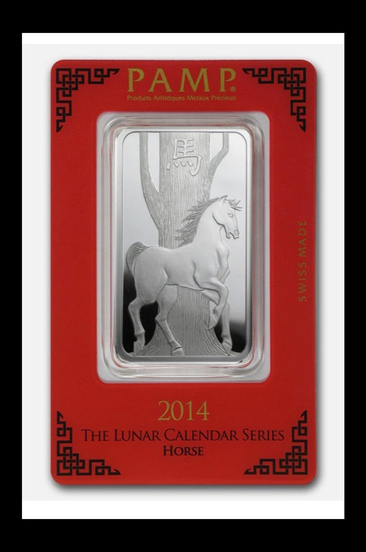 In Stock! 2014 PAMP Suisse One Ounce Silver Lunar Year of The Horse