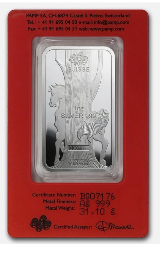 In Stock! 2014 PAMP Suisse One Ounce Silver Lunar Year of The Horse
