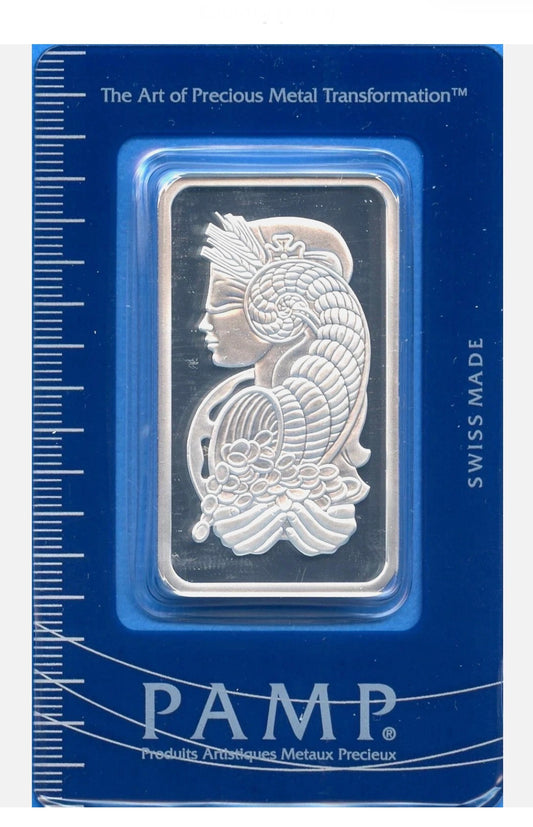 In Stock! PAMP Suisse 1 oz .999 Fine Silver Fortuna Bar Sealed in Assay Rare Blue card