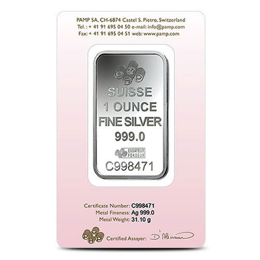 In Stock! PAMP Suisse Love Always 1 oz Silver - Bar In Assay