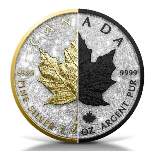 In Stock! SET 2025 Canadian Maple with Diamond Dust Maple Leaf Diamond Dust & Black Platinum