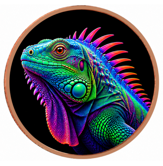Mystic Night Iguana Colorized 5 oz Copper Round