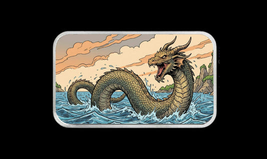 Jörmungandr: King of the Norse Sea Serpents - 1 oz Silver Colorized Art Bar (100 Mintage)