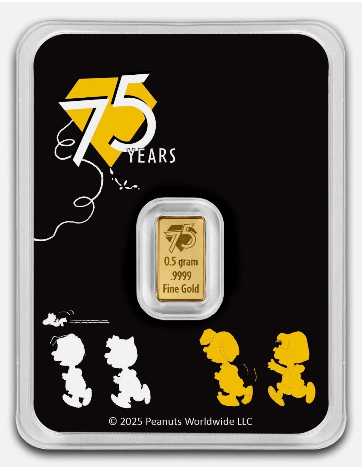 1/2 gram .9999 Fine Gold Bar - 2025 Peanuts® 75th Anniversary