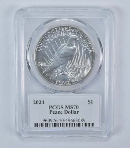In Stock! 2024 Peace Silver Dollar MS70 PCGS Ultra