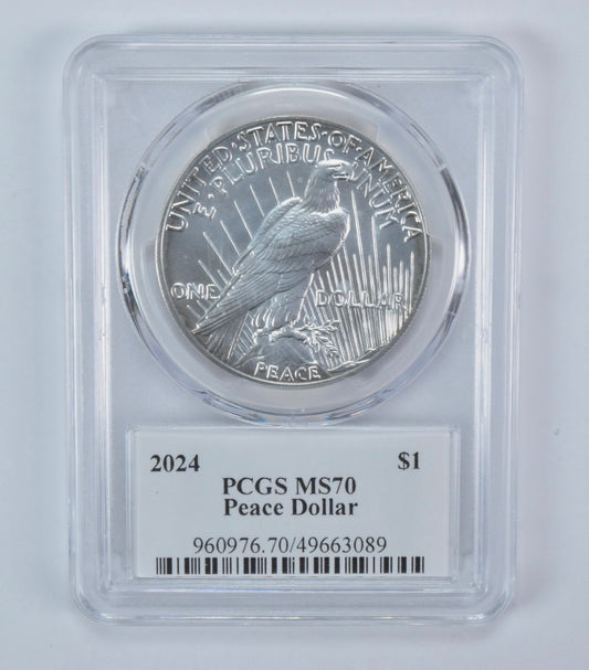 In Stock! 2024 Peace Silver Dollar MS70 PCGS Ultra