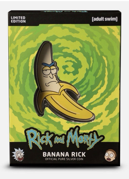 In Stock! Ultra Rare Rick and Morty Banana Rick 1oz Colorized Silver Proof Coin