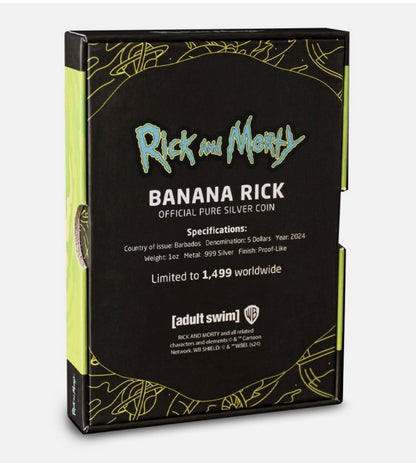 In Stock! Ultra Rare Rick and Morty Banana Rick 1oz Colorized Silver Proof Coin