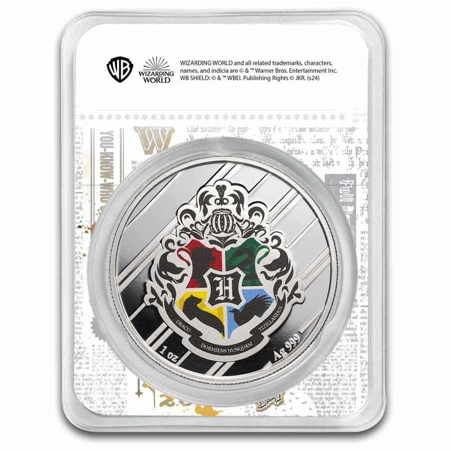 Harry Potter Houses Slytherin - Gryffindor - Ravenclaw - Hufflepuff - COLOR in TEP 1 oz silver coins