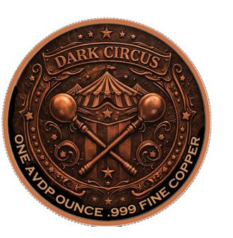 In Stock! Dark Circus Colorized 1 oz Copper Round in Card (02/12)