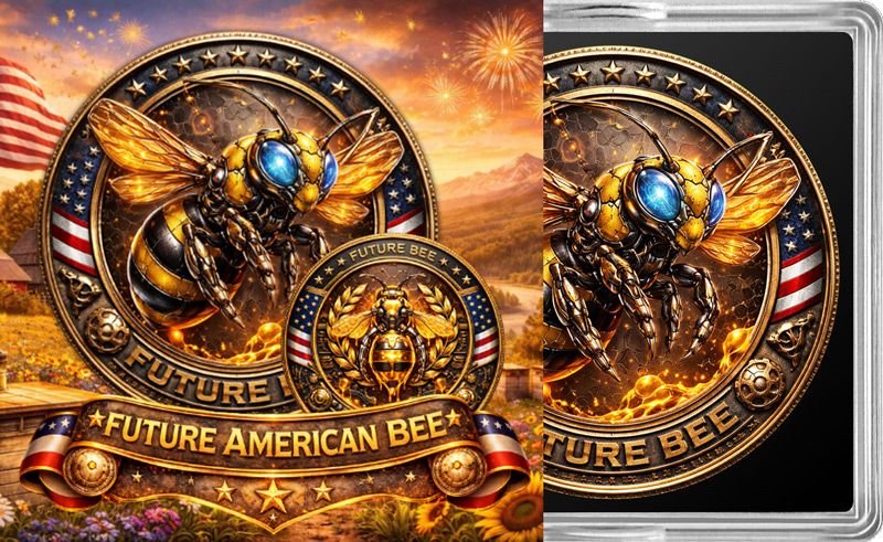 In Stock! GLOWS! 2026 Future American Bee HD Colorized 1 oz Copper Medal