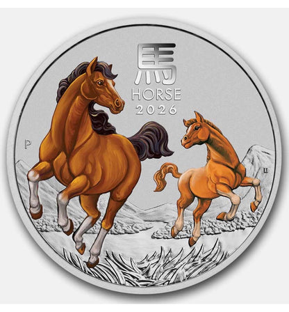 In Stock! 2026 Australia Lunar Horse Colorized 1/2 oz Silver Coin