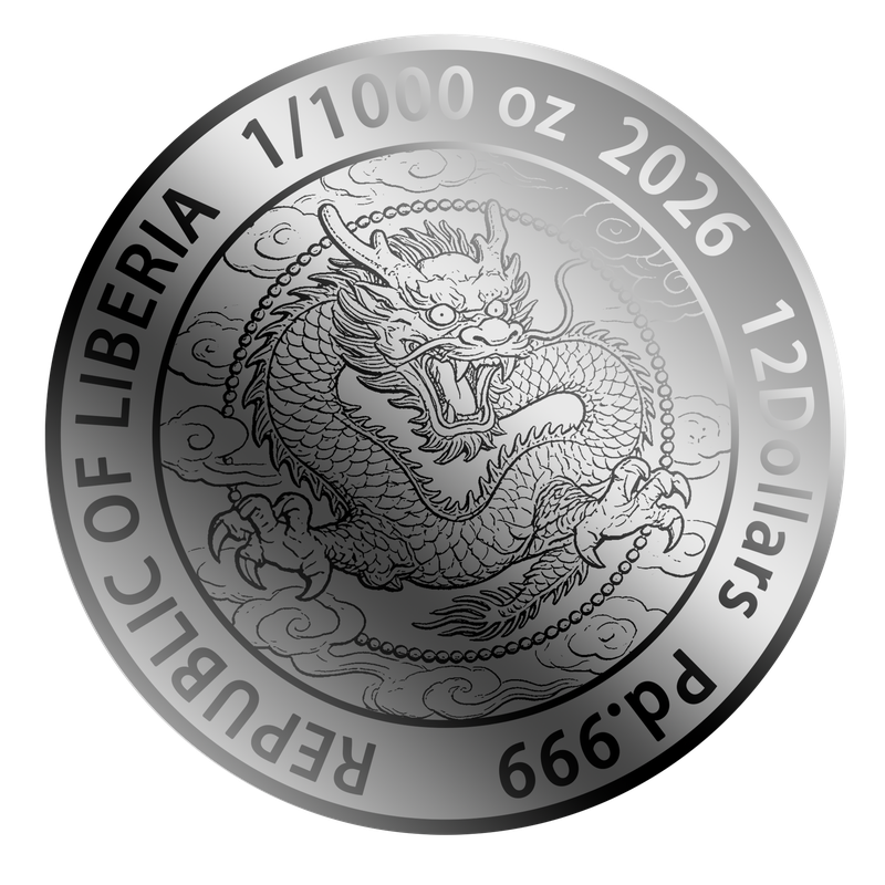 In Stock! 2026 Liberia Temple of Heaven 1/1000 oz Palladium Coin in Card