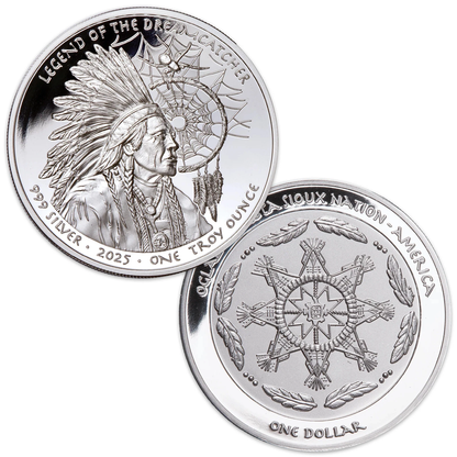 In Stock! 2025 Sioux Nation Legend of the Dreamcatcher Proof 1 oz Silver Coin (999 Mintage)