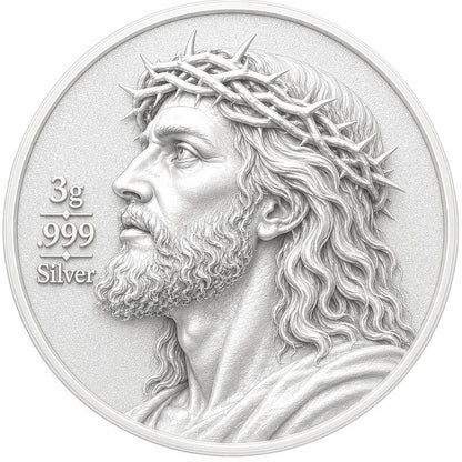 See the back! Jesus Christ: Finite Body - Infinite Soul 3g .999 Silver Medal (08/07)