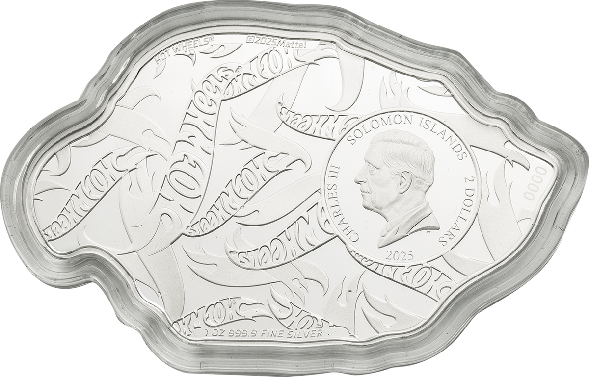 In Stock! 2025 Solomon Islands Hot Wheels Flaming Wheel 1 oz Silver Coin