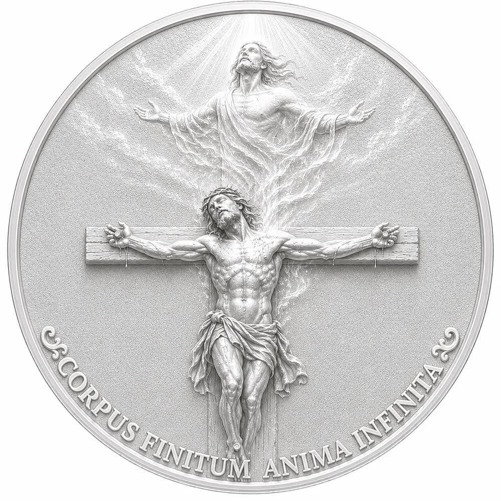 See the back! Jesus Christ: Finite Body - Infinite Soul 3g .999 Silver Medal (08/07)