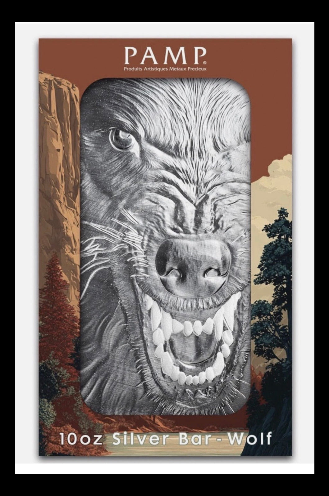 10 oz Silver Bar - PAMP Suisse Into the Wild - Wolf