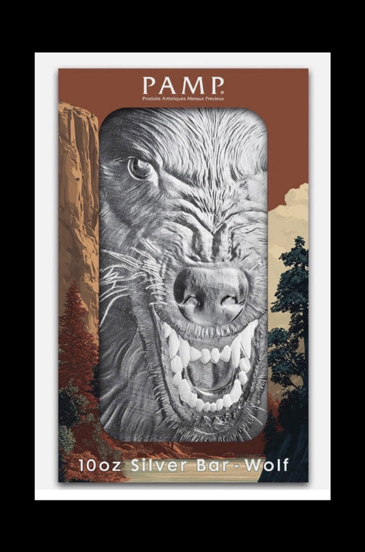 10 oz Silver Bar - PAMP Suisse Into the Wild - Wolf
