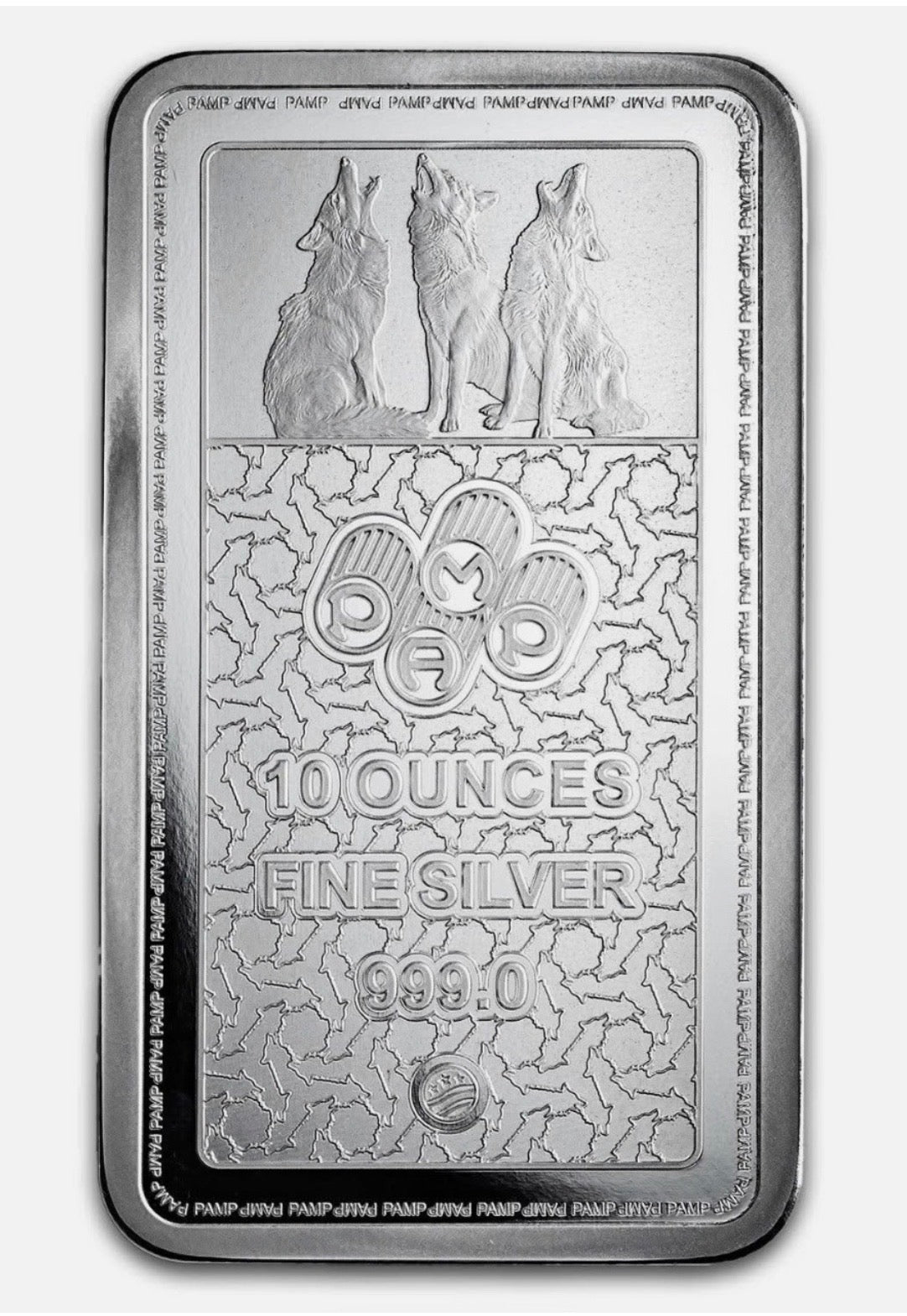 10 oz Silver Bar - PAMP Suisse Into the Wild - Wolf