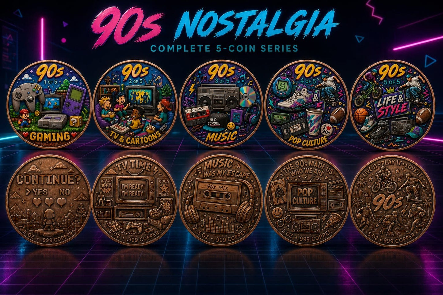 2nd in Series! 90’s Nostalgias TV & Gaming 5 oz Copper