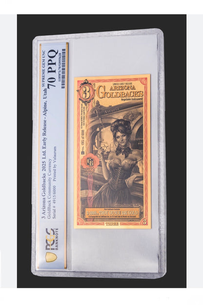 In Stock! 2025 Arizona 3 Goldback PCGS 70 Limited to 6000 Early Release