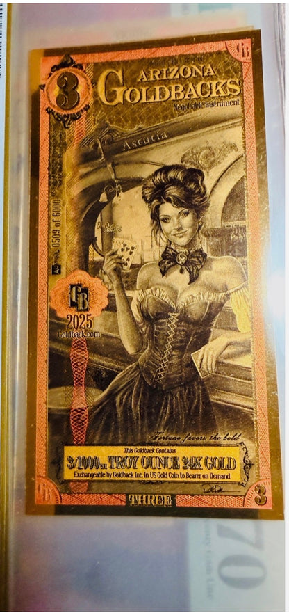 In Stock! 2025 Arizona 3 Goldback PCGS 70 Limited to 6000 Early Release