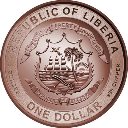 In Stock! 2026 Liberia Lunar Horse UHR Reverse Proof 5 oz Copper Coin (02/13)