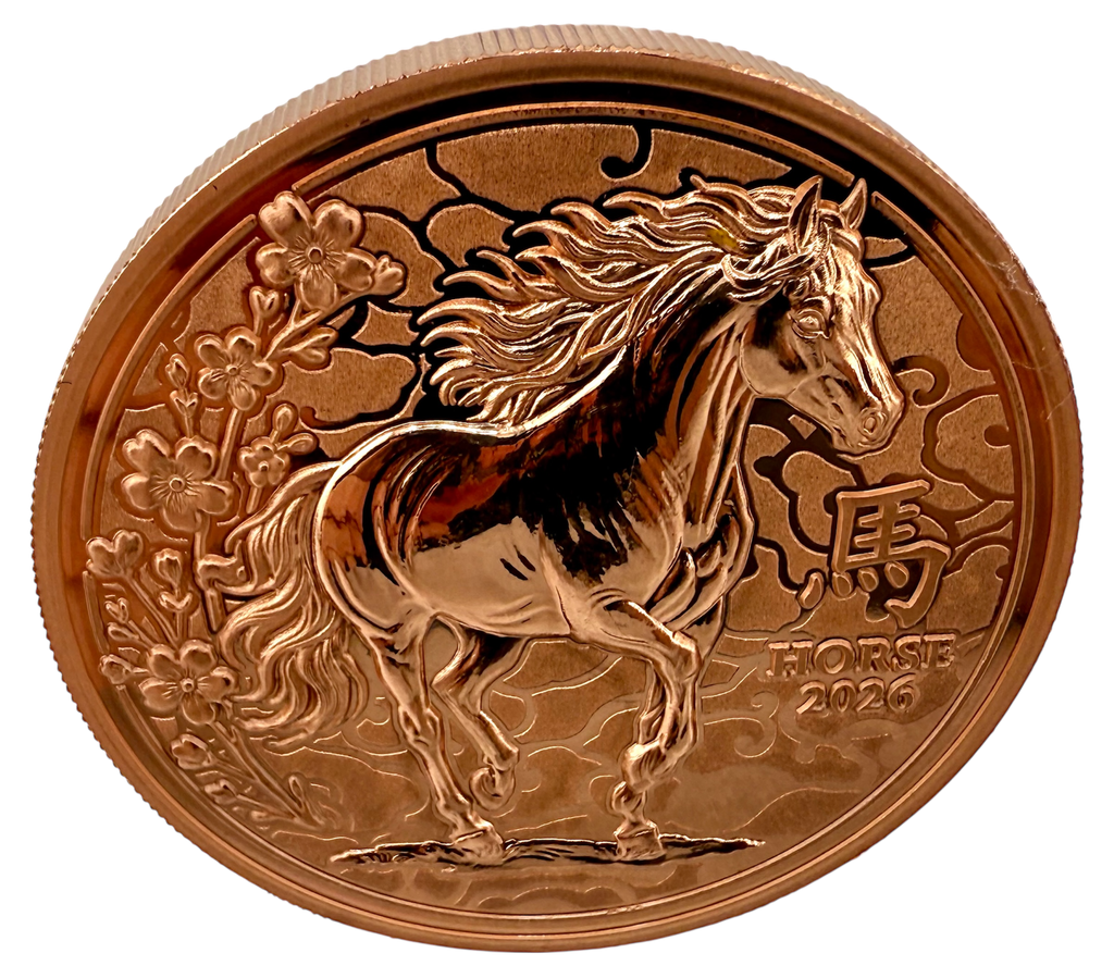 In Stock! 2026 Liberia Lunar Horse UHR Reverse Proof 5 oz Copper Coin (02/13)