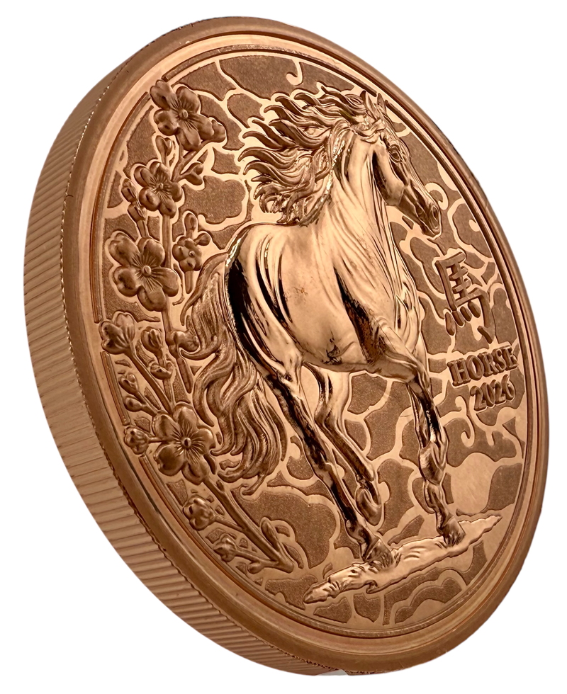 In Stock! 2026 Liberia Lunar Horse UHR Reverse Proof 5 oz Copper Coin (02/13)