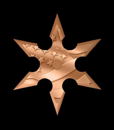 American Flag Ninja Star Shaped 5g Copper Medal (02/16)