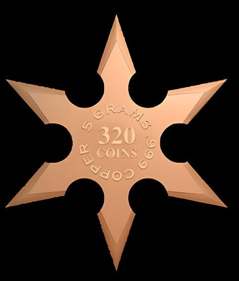 American Flag Ninja Star Shaped 5g Copper Medal (02/16)