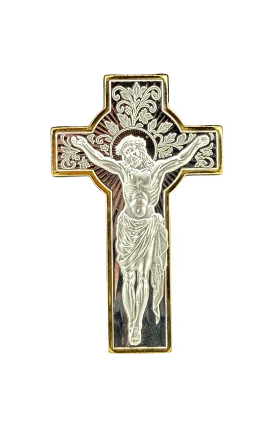 2026 Cameroon Crucifix Shaped 1 oz Silver Coin with Selective Gold Gilding (02/16)