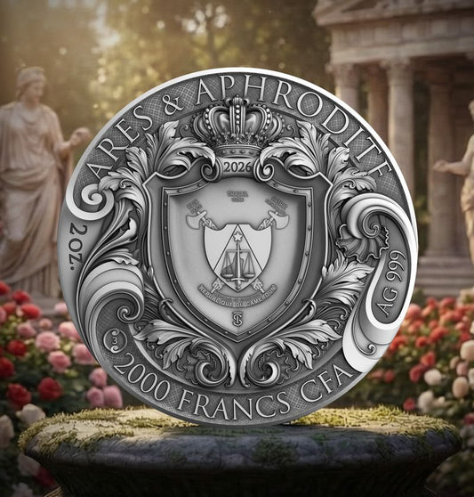 2026 Cameroon Ares & Aphrodite 2 oz Silver Coin (02/24)