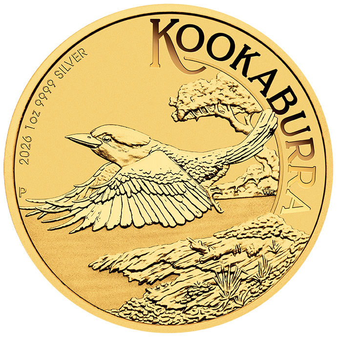 In Stock! 2026 Australia Kookaburra Perth Coin & Stamp Show Gold Gilded 1 oz Silver Coin in Card (02/17)