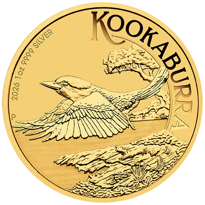 In Stock! 2026 Australia Kookaburra Perth Coin & Stamp Show Gold Gilded 1 oz Silver Coin in Card (02/17)